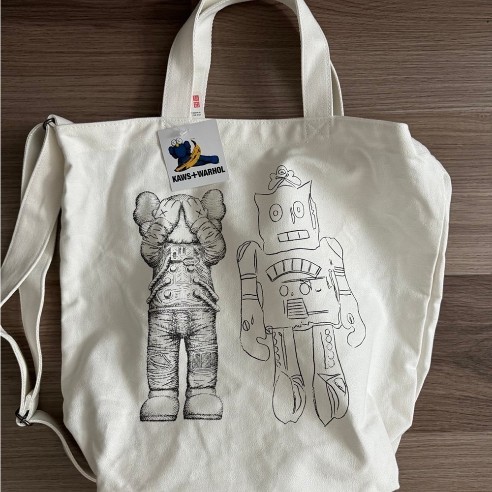 Uniqlo KAWS x Andy Warhol White Tote Bag NEW